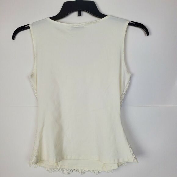Flora Nikrooz Womens Ivory Lace Overlay Camisole Sleeveless‎ Top EUC Small - Picture 7 of 7